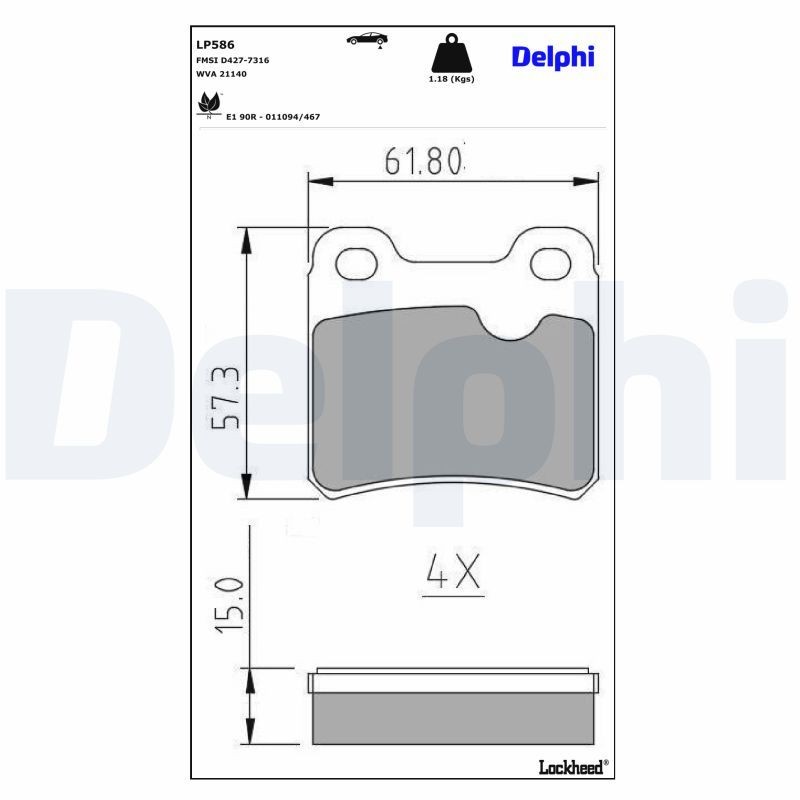 DELPHI Pastilhas de travão LP586 DELPHI LP586 Jogo de pastilhas de travão Opel Vectra B Caravan j96 Carrinha originais preço