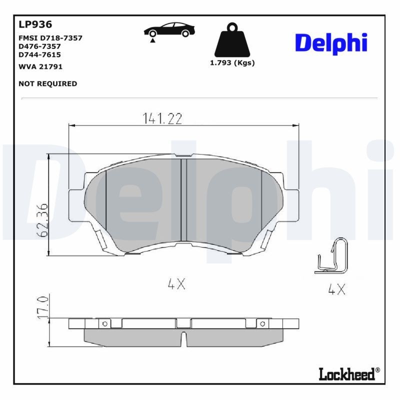DELPHI Kit pastiglie freni LP936 DELPHI LP936 Pastiglie freno sportive Lexus LS UCF10 prezzo