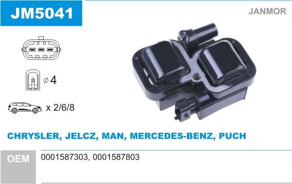 JANMOR Aizdedzes spole JM5041 Aizdedzes spole JANMOR Jaguar E-PACE JM5041