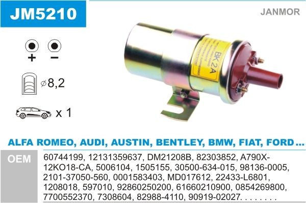 JANMOR Bobina d'accensione JM5210 JANMOR JM5210 Bobina Renault RODEO originali