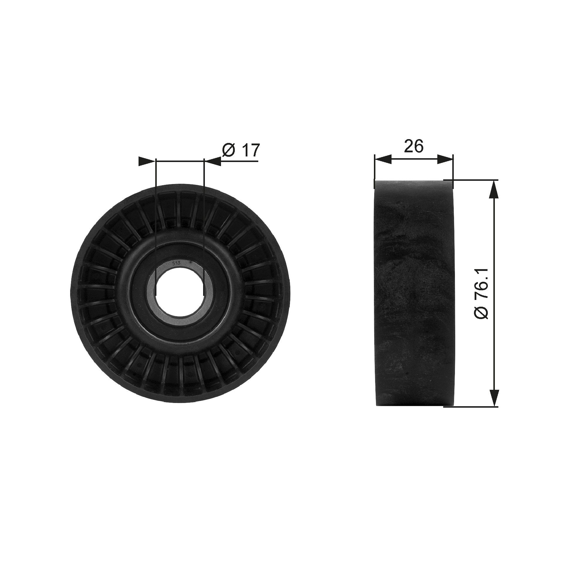 GATES Deflection / Guide Pulley, v-ribbed belt T38015 ISUZU TROOPER GATES guide pulley T38015