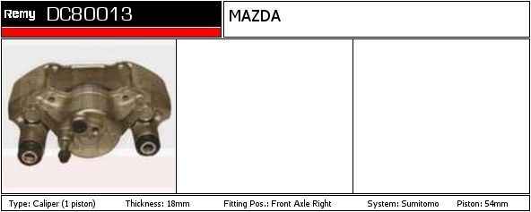 DELCO REMY Pinça de travão DC73658 DC73658 Pinças de travão PEUGEOT 3008 DELCO REMY