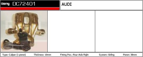 DELCO REMY Brzdový strmeň DC72401 DC72401 Brzdový strmeň AUDI KUPÉ DELCO REMY