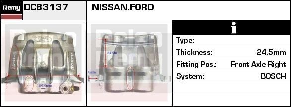 DELCO REMY Bremsecaliper DC83137 DC83137 Caliper NISSAN NV200 DELCO REMY