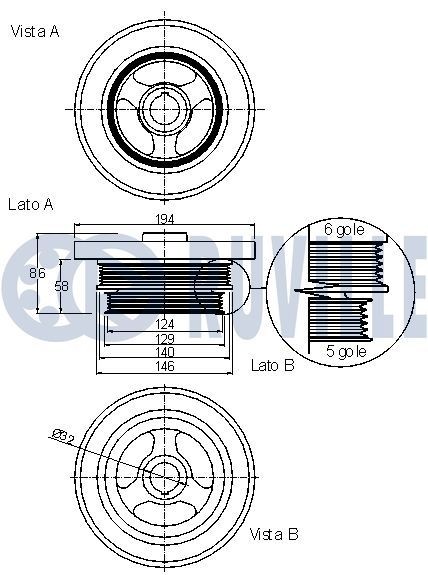 RUVILLE Poulie damper (vilebrequin) 515201 Kit de poulies vilebrequin RUVILLE 850 515201 pas cher