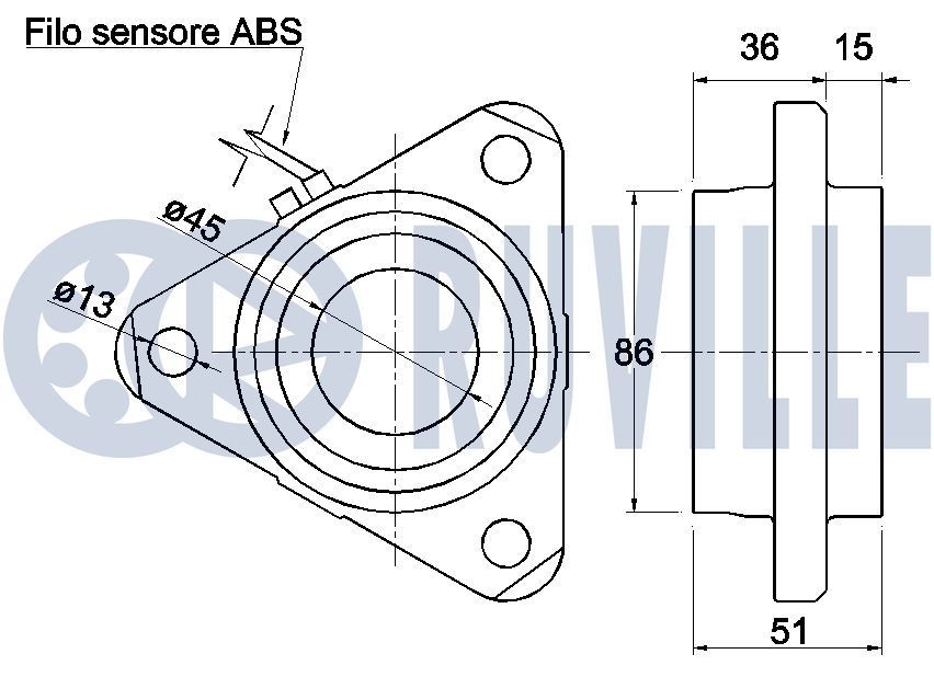 RUVILLE Hjulnav 487801 487801 RUVILLE nav ALFA ROMEO 166