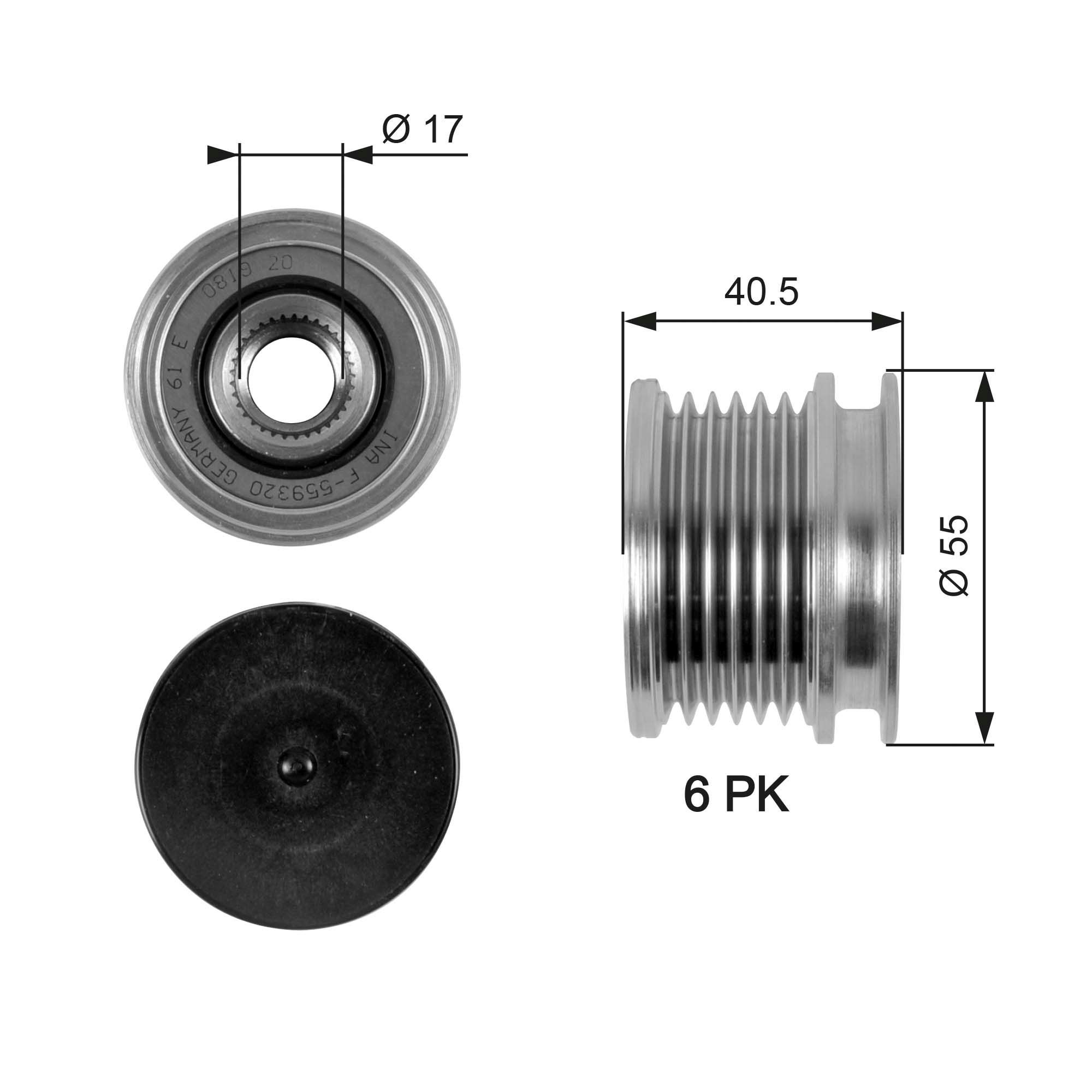 GATES Generatortomgang OAP7057 OAP7057 Frihjul dynamo GATES MITSUBISHI L 400
