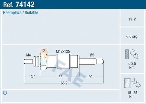 FAE Glödstift 74142 74142 FAE glödstift diesel BMW 3-serie