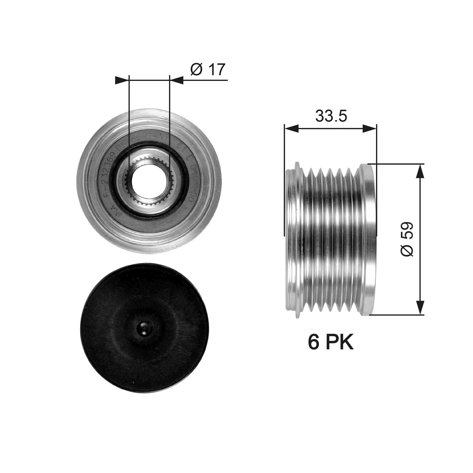 GATES Alternator - sprzęgło jednokierunkowe OAP7080 Zestawy naprawcze Citroën C4 mk2: Alternator - sprzęgło jednokierunkowe GATES DriveAlign OAP7080