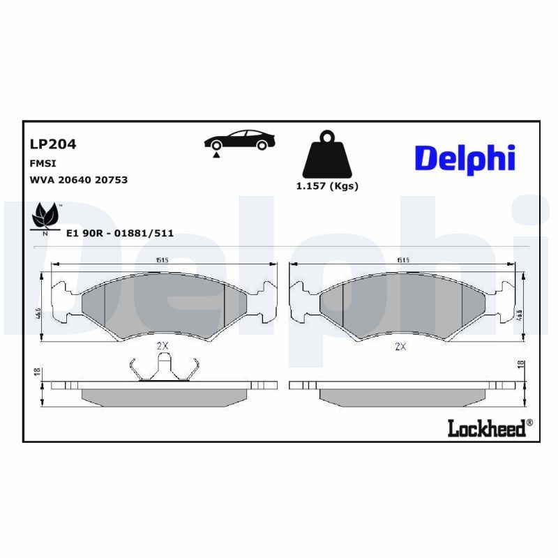 DELPHI Jarrupalat, levyjarru LP204 DELPHI LP204 FORD Orion Mk1 (AFD) jarrupalat hinta