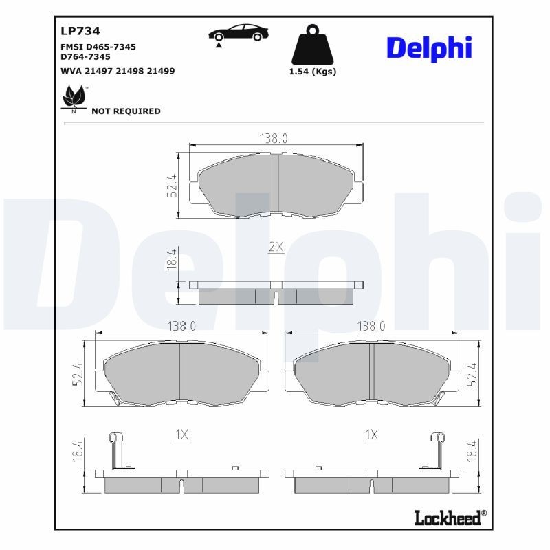DELPHI Kit pastiglie freni LP734 DELPHI LP734 Pastiglie freno sportive Honda CR-V mk1 originale prezzo