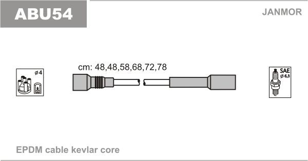Sytytysjohtosarja JANMOR ABU54 JANMOR ABU54 AUDI A8 2007 Tulpanjohtosarja