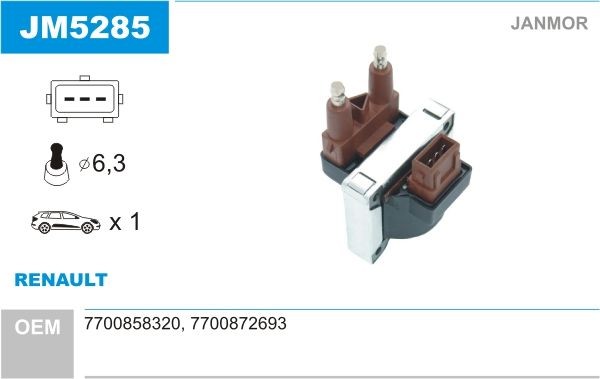 JANMOR Zapaľovacia cievka JM5285 JM5285 Zapaľovacia cievka JANMOR RENAULT SANDERO / STEPWAY