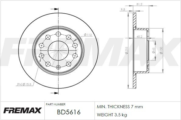 FREMAX Piduriketas BD-5616 Piduriketas FREMAX Skoda KODIAQ BD-5616