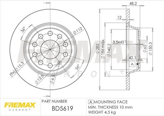 FREMAX Bremseskive BD-5619 Sportsbremseskiver FREMAX Seat ATECA BD-5619