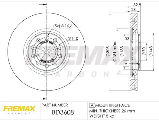 FREMAX Jarrulevy BD-3608 BD-3608 FREMAX Jarrulevy JEEP GRAND CHEROKEE