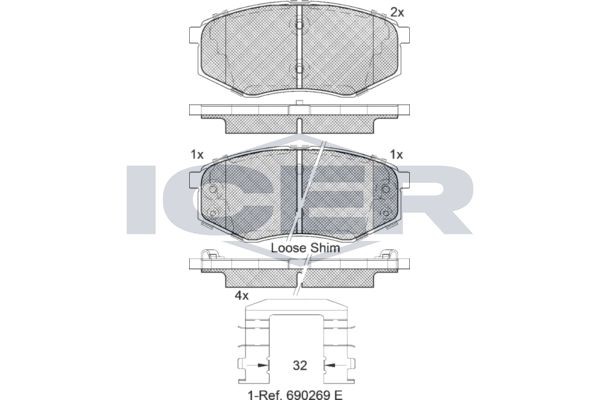 ICER Brake pad set 182094 182094 ICER brake pads KIA SEDONA