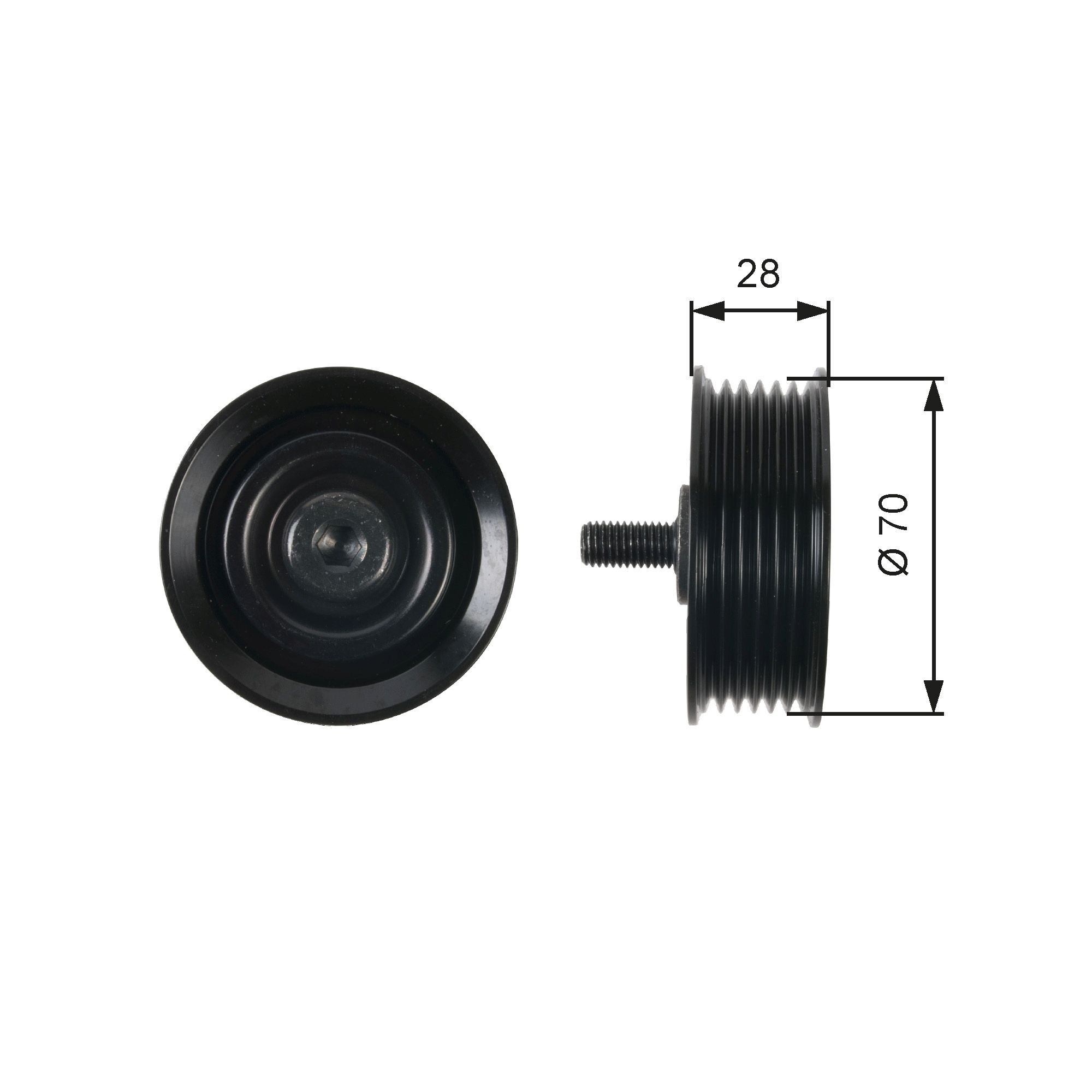 Galet enrouleur de courroie d'accessoire GATES T36410 GATES DriveAlign T36410 Poulie renvoi transmission courroie trapézoïdale à nervures HYUNDAI TUCSON 2021