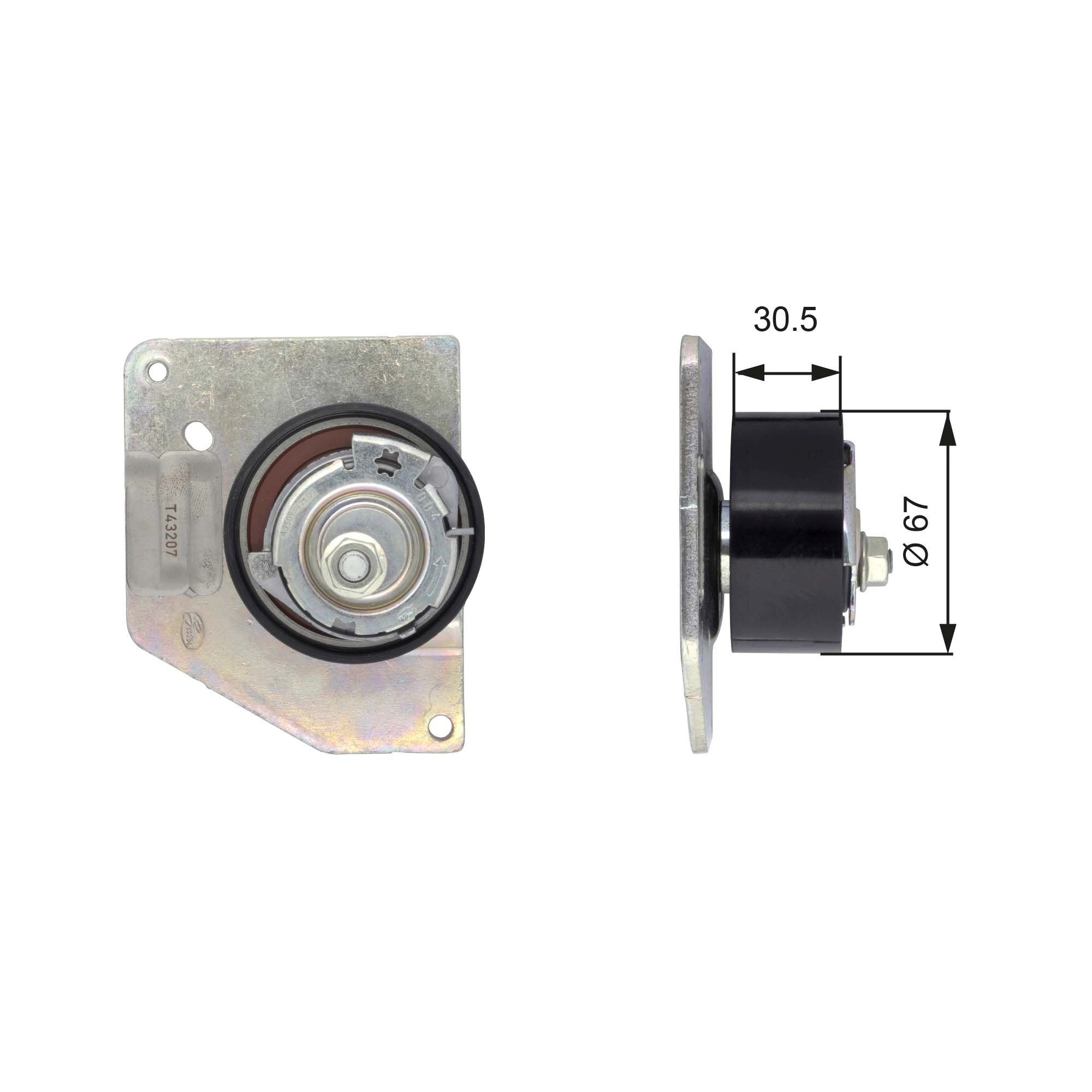 GATES Strammehjul, registerreim T43207 GATES T43207 Strammerull, tannrem Renault Megane 3 Coupe billige