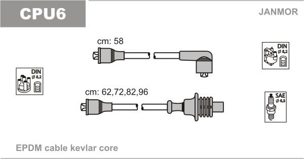 JANMOR Tändkabelsats CPU6 CPU6 JANMOR tändkabelsats CITROЁN DS4