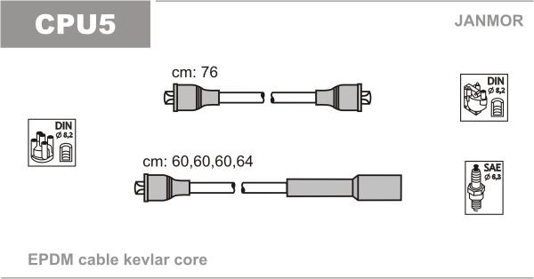 JANMOR Tennplugg kabelsett CPU5 JANMOR CPU5 Pluggledninger 304 Coupe til en fordelagtig pris