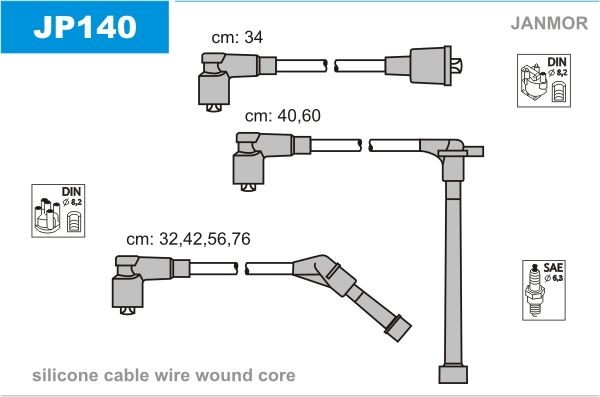 JANMOR Kit de câbles d'allumage JP140 Nissan QASHQAI Kit de câbles d'allumage JANMOR JP140