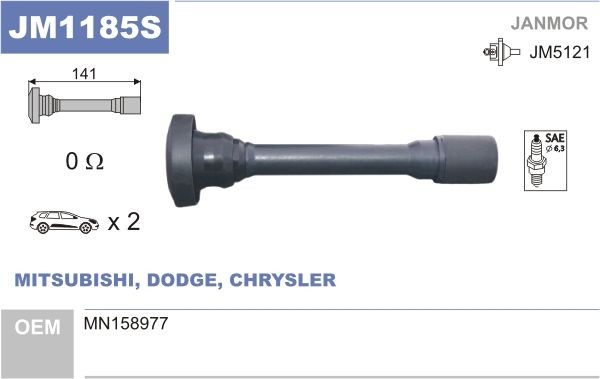 JANMOR Fiche, bobine d'allumage JM1185S JM1185S Fiche bougie d'allumage NISSAN PATROL JANMOR