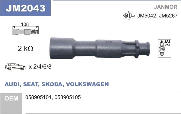 JANMOR Cappuccio, Bobina d'accensione JM2043 JANMOR JM2043 Cappuccio, Bobina d'accensione
