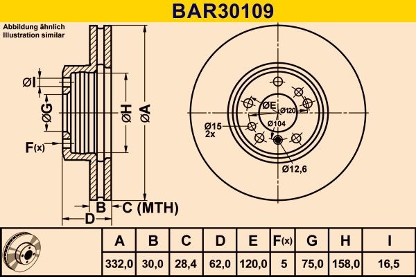 Barum Disco freno BAR30109 Costo Dischi freno Barum FORD USA BAR30109