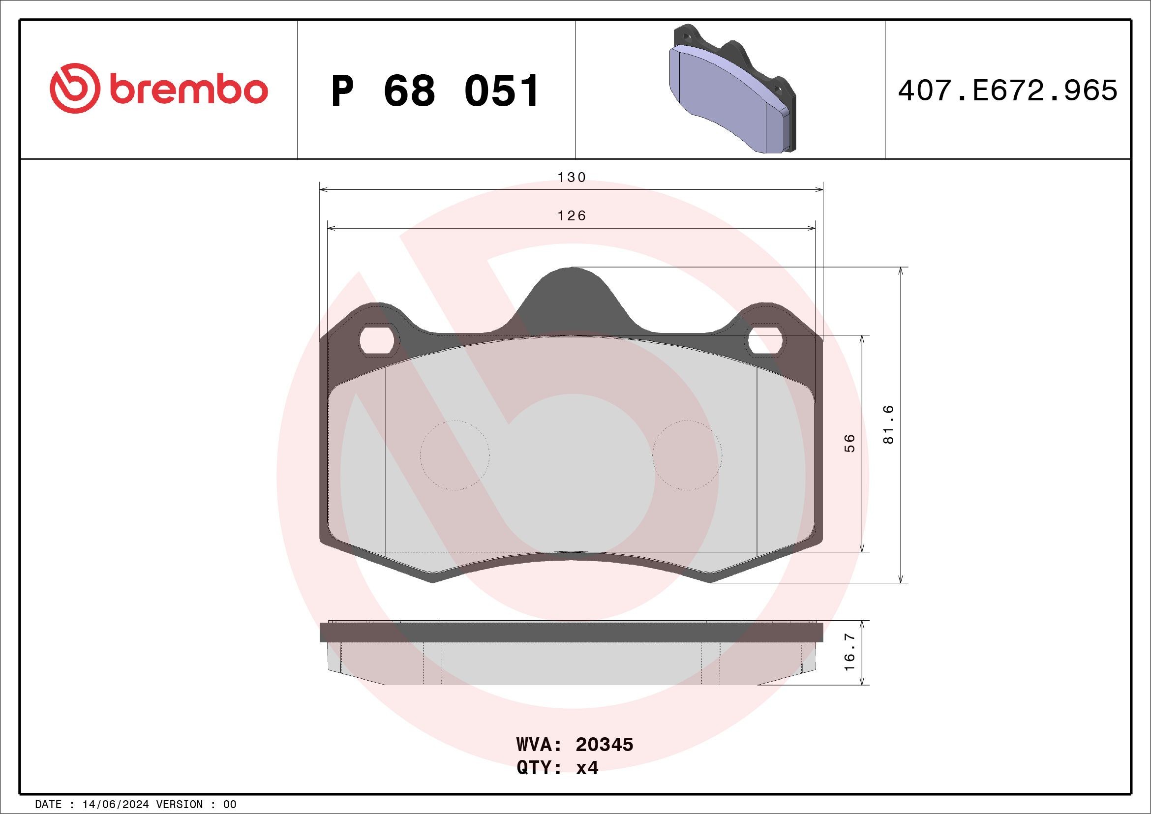 BREMBO Kit pastiglie freni P 68 051 Kit pastiglie freni BREMBO Prime P 68 051 costo Freno MCLAREN MP4 Coupé