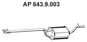 EBERSPÄCHER Uitlaat middendemper 643.9.003 Ford FIESTA Uitlaat middendemper EBERSPÄCHER 643.9.003