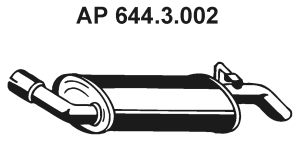 EBERSPÄCHER Bakre ljuddämpare 644.3.002 644.3.002 EBERSPÄCHER bakre ljuddämpare Ford ESCORT