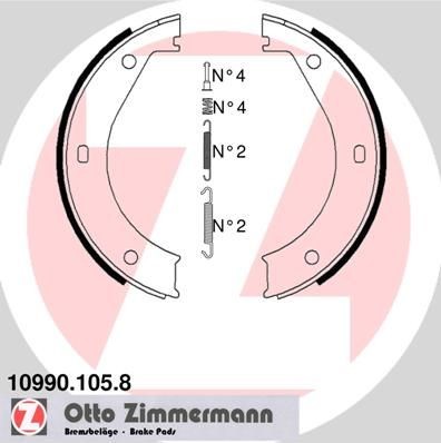 ZIMMERMANN Jogo de maxilas de travão, travão de estacionamento 10990.105.8 10990.105.8 Sapata de freio de mao OPEL KADETT ZIMMERMANN