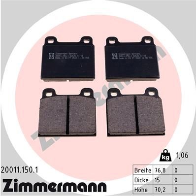 ZIMMERMANN Bromsbelägg 20011.150.1 ZIMMERMANN 20011.150.1 Bromsbelägg Ponton (W121) original
