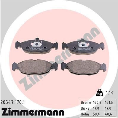 ZIMMERMANN Bremsbeläge 20547.170.1 Bremsklötze ZIMMERMANN Chevrolet CAPRICE CLASSIC 20547.170.1