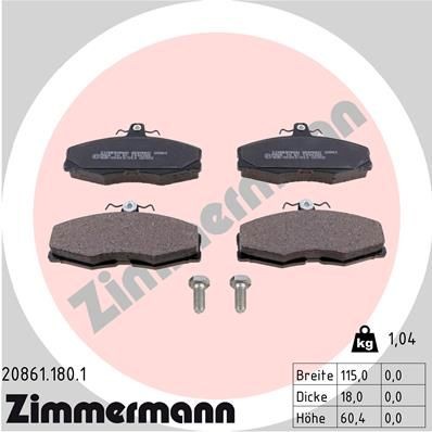 ZIMMERMANN Brake pad set 20861.180.1 ZIMMERMANN 20861.180.1 genuine Skoda Favorit 781 racing brake pads price