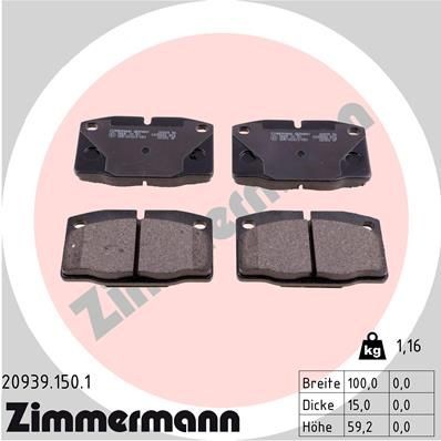 ZIMMERMANN Remblokken 20939.150.1 ZIMMERMANN 20939.150.1 Race-remblokken Opel Ascona C goedkoop