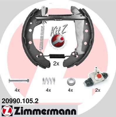 ZIMMERMANN Bremsesett, trommebremse 20990.105.2 ZIMMERMANN 20990.105.2 Bremsesett, trommebremse VW Fox Hatchback (5Z1, 5Z3, 5Z4) 1.6 Total Flex 98 hk 2007