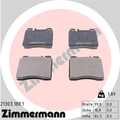 ZIMMERMANN Bromsbelägg 21303.188.1 ZIMMERMANN 21303.188.1 Bromsbelägg Mercedes C140 original