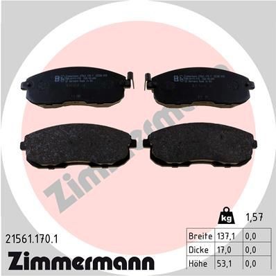 ZIMMERMANN Bremseklosser 21561.170.1 ZIMMERMANN 21561.170.1 Bremsekloss Nissan 200SX S13 pris