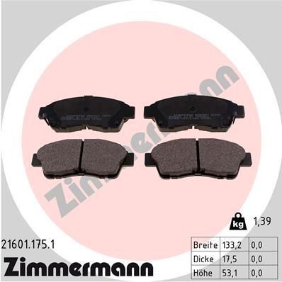 ZIMMERMANN Bremsbeläge 21601.175.1 21601.175.1 ZIMMERMANN Sportbremsbeläge Toyota Carina E Sportswagon Kosten