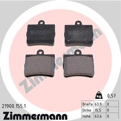 ZIMMERMANN Τακάκια φρένων 21900.155.1 21900.155.1 ZIMMERMANN Αγωνιστικά τακάκια Mercedes-Benz φθηνά