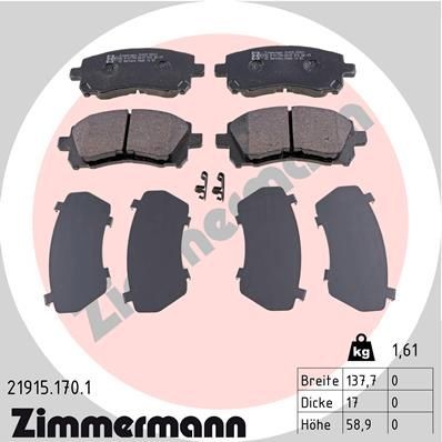 ZIMMERMANN Τακάκια φρένων 21915.170.1 Αγωνιστικά τακάκια Subaru BG 21915.170.1 ZIMMERMANN