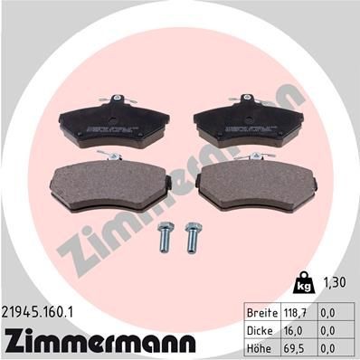 ZIMMERMANN Brake pad set 21945.160.1 Volkswagen 9K9B Brake pads 21945.160.1 ZIMMERMANN