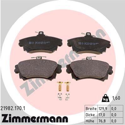 ZIMMERMANN Bremsbeläge 21982.170.1 ZIMMERMANN 21982.170.1 Bremsbeläge MITSUBISHI Colt VI (Z30) 1.5 (Z23) 105 PS 2007