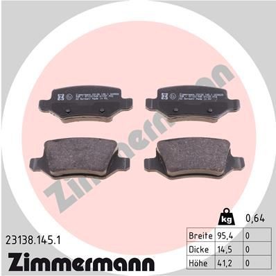 ZIMMERMANN Brzdové doštičky/platničky 23138.145.1 ZIMMERMANN 23138.145.1 Brzdové doštičky / platničky Mercedes W414 cena