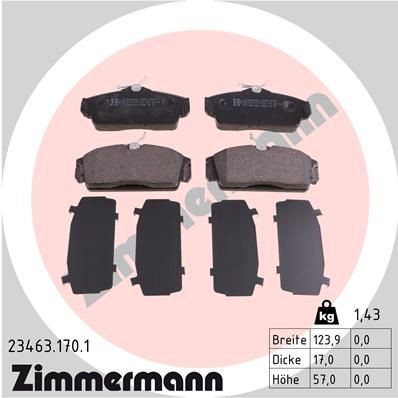 ZIMMERMANN Bromsbelägg 23463.170.1 23463.170.1 ZIMMERMANN bromskloss NISSAN SUNNY
