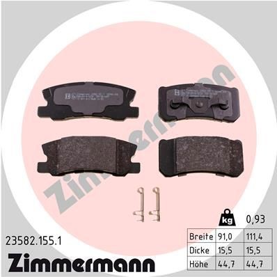 ZIMMERMANN Piduriklotsid 23582.155.1 Piduriklotsid ZIMMERMANN Citroën ZX 23582.155.1