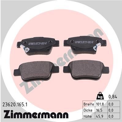 ZIMMERMANN Brzdové doštičky/platničky 23620.165.1 23620.165.1 Brzdové doštičky TOYOTA URBAN CRUISER ZIMMERMANN