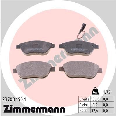 ZIMMERMANN Bremseklosser 23708.190.1 23708.190.1 Bremsekloss CITROËN C25 ZIMMERMANN